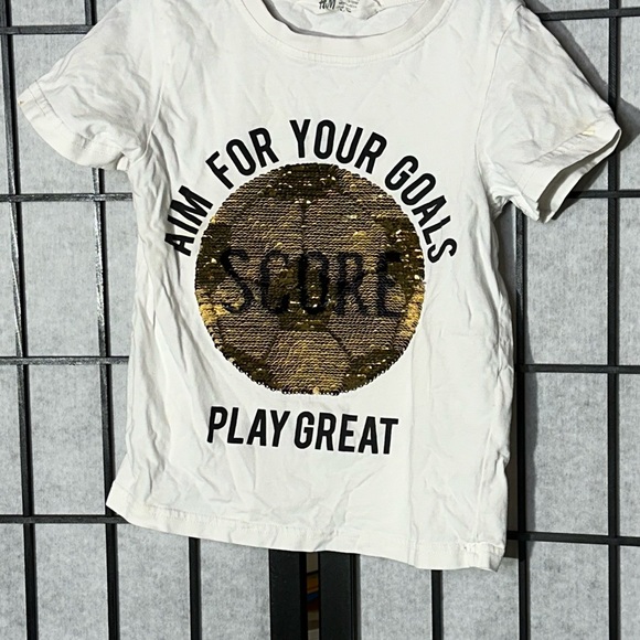 ⚽️H&M Unisex Kids Soccer Goals Graphic T-Shirt 🥅 Reversible Sequin 4-6 ⚽️ - Picture 6 of 6